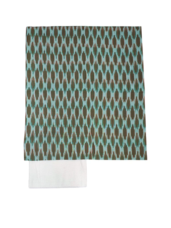 Mint Green Pochampally Ikkat Cotton Unstitched Salwar Suit Dress Material with Dupatta