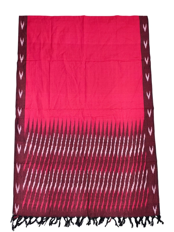 Rust & Maroon Pochampally Ikkat Cotton Unstitched Salwar Suit Set with Dupatta
