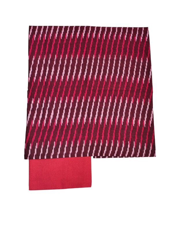 Rust & Maroon Pochampally Ikkat Cotton Unstitched Salwar Suit Set with Dupatta