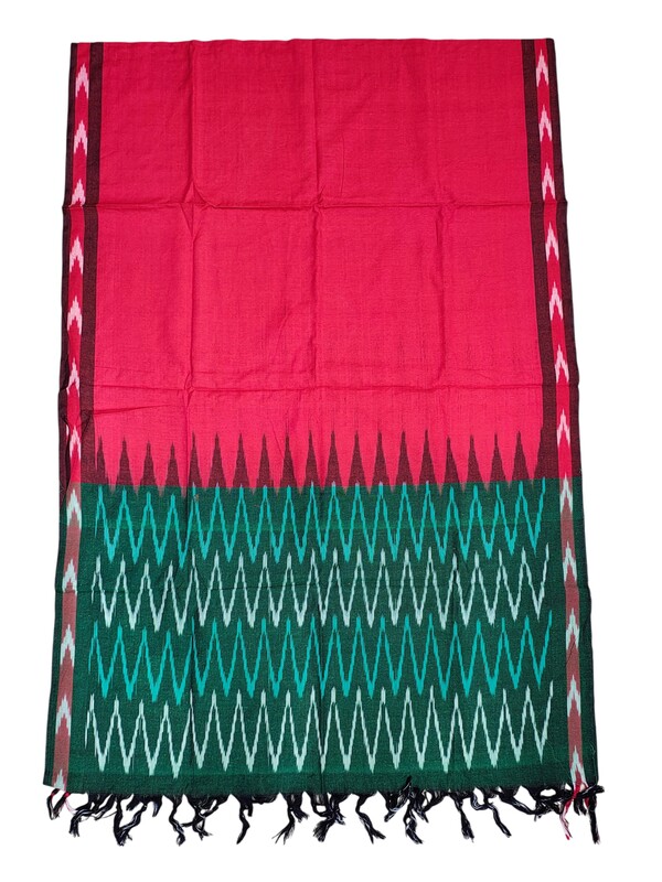 Maroon & Green Pochampally Ikkat Cotton Unstitched Salwar Suit Set