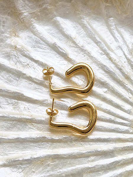 Sculpted Heart Hoops