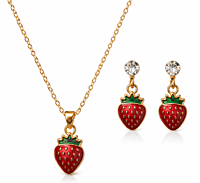 Strawberry Pendant Set and Multi-Stud Earrings-Combo | Korean Style