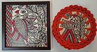 Madhubani Hand-Painted Peacock Tabletop