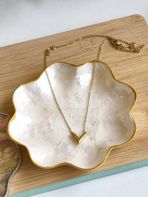 Chevron V Heart Necklace Anti Tarnish Necklace