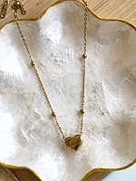 Coeur Necklace Anti Tarnish Puffy Heart Pendant Necklace with Bead Chain