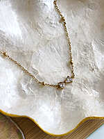 Duo Heart Necklace Anti Tarnish Double Heart Stone Necklace