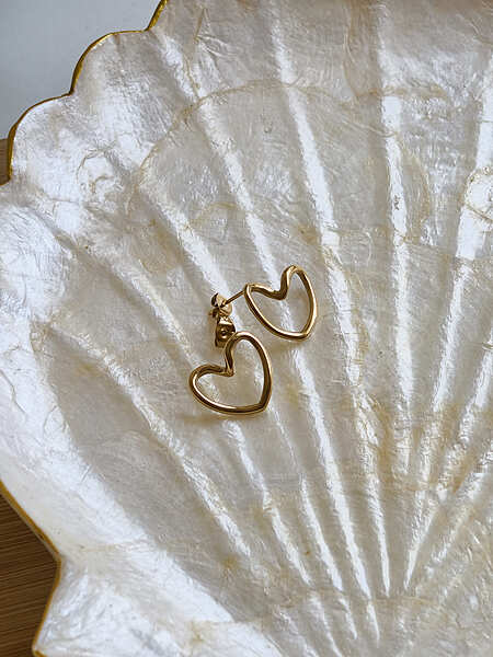 Open Heart Stud Earrings Anti Tarnish Earrings