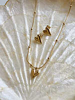 Amora Set Anti Tarnish Gold Heart Necklace and Earrings Set