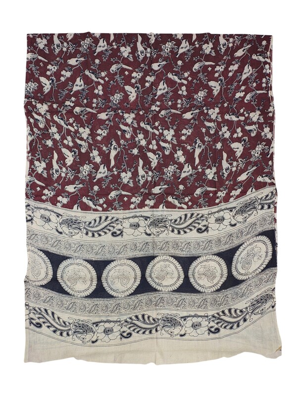 Maroon Kalamkari Print Pure Cotton Unstitched Salwar Suit Set