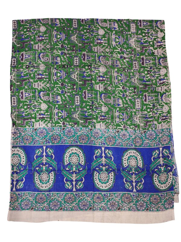 Green Kalamkari Print Pure Cotton Unstitched Salwar Suit Set