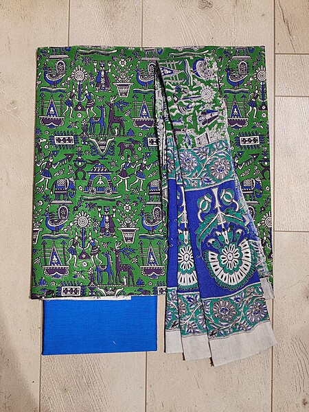 Green Kalamkari Print Pure Cotton Unstitched Salwar Suit Set