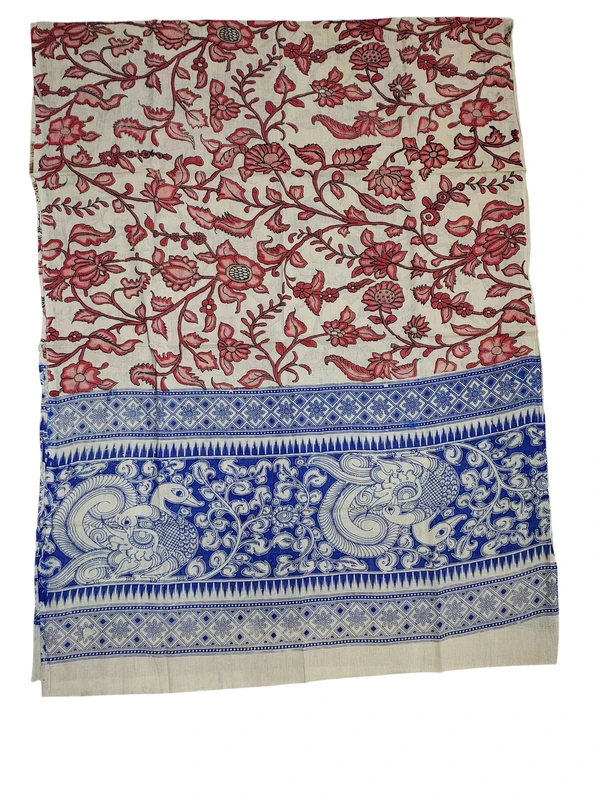 Red Kalamkari Pure Cotton Unstitched Salwar Suit Set