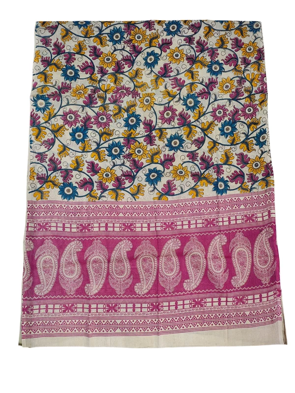 Purple & Pink Kalamkari Pure Cotton Unstitched Salwar Suit Set