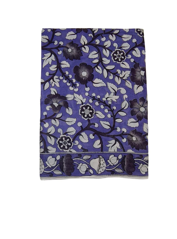 Purple Kalamkari Cotton Saree with Unstitched Blouse