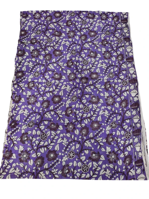 Purple Kalamkari Cotton Saree with Unstitched Blouse