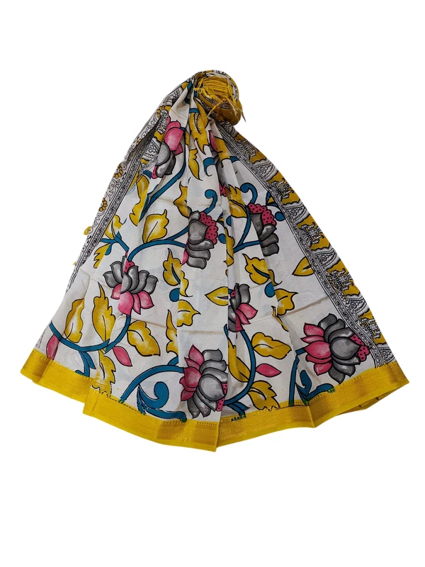 Yellow Kalamkari Silk Dupatta