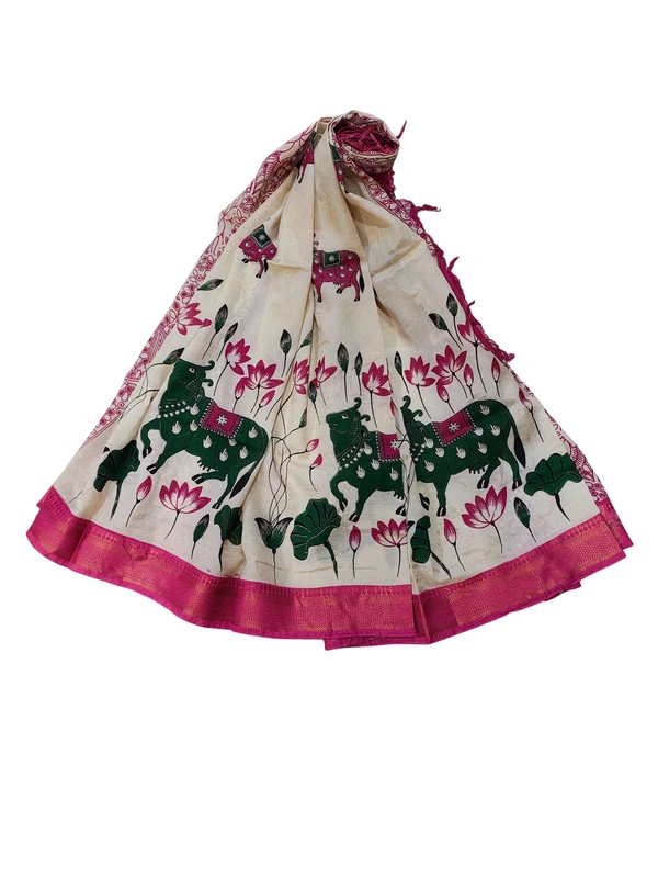 Dark Pink Kalamkari Silk Dupatta