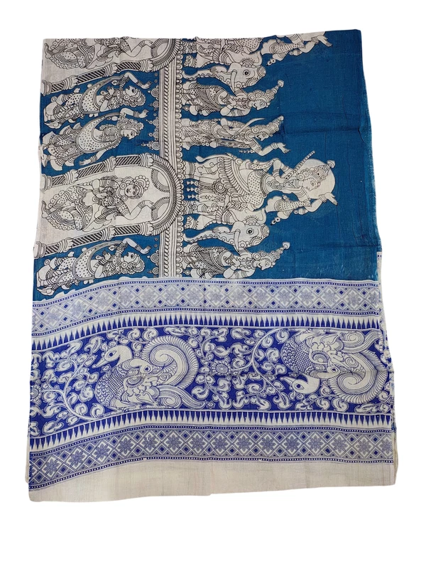 Indigo Kalamkari Pure Cotton Unstitched Salwar Suit Set