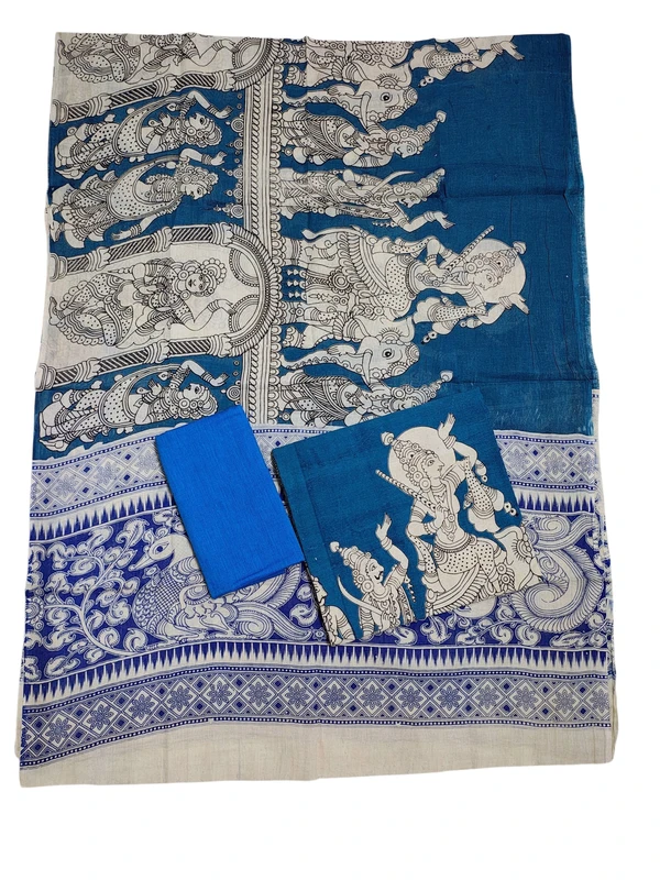 Indigo Kalamkari Pure Cotton Unstitched Salwar Suit Set
