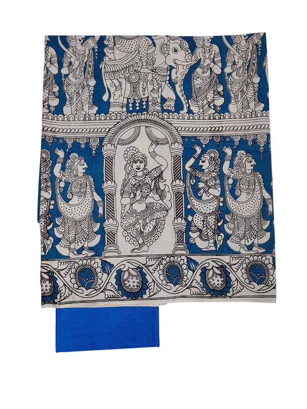 Indigo Kalamkari Pure Cotton Unstitched Salwar Suit Set
