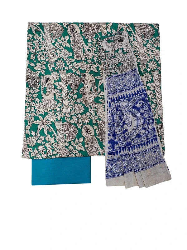 Firoza Kalamkari Pure Cotton Unstitched Salwar Suit Set