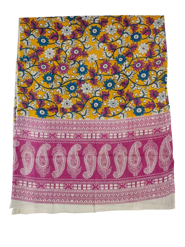 Mustard & Firoza Kalamkari Pure Cotton Unstitched Salwar Suit Set