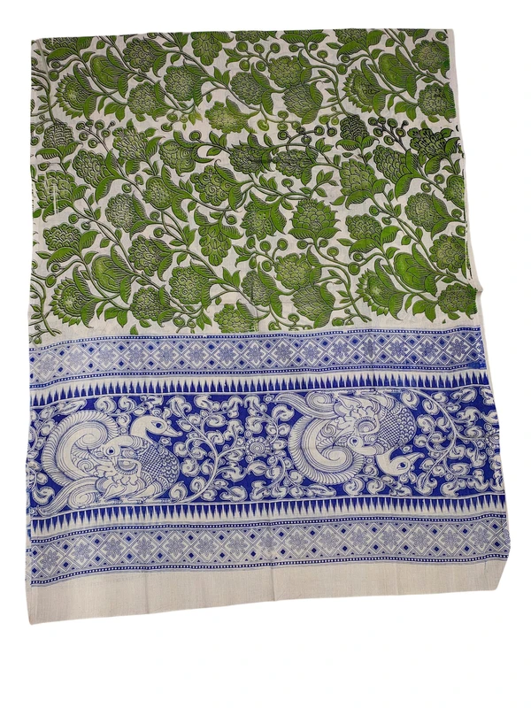 Dark Green Kalamkari Pure Cotton Unstitched Salwar Suit Set