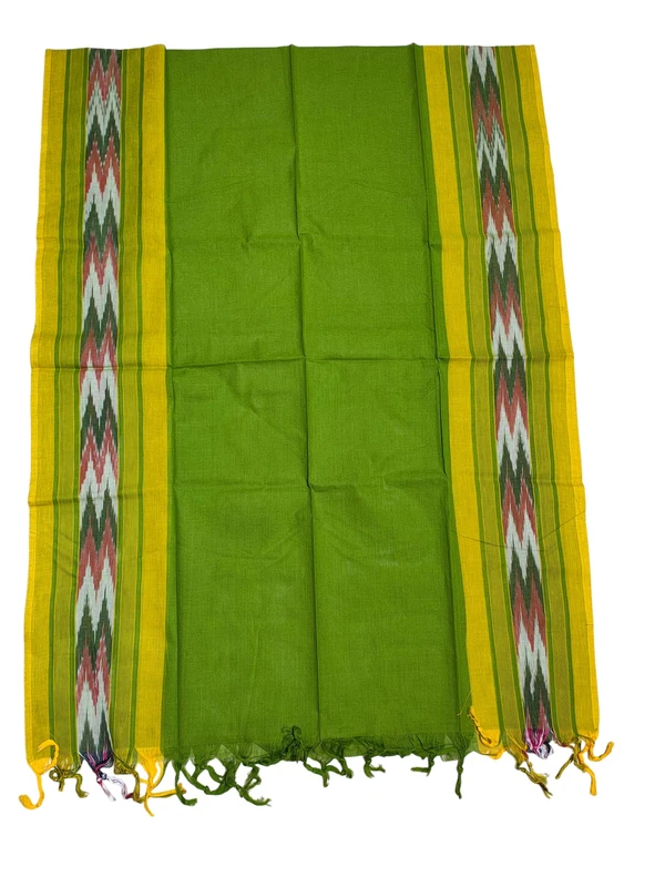 Green Checks Pure Cotton Unstitched Salwar Suit Set with Dupatta for Women