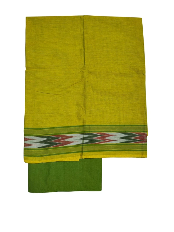 Green Checks Pure Cotton Unstitched Salwar Suit Set with Dupatta for Women