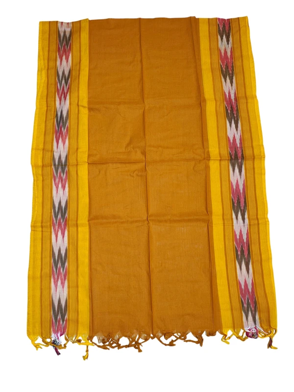 Mustard Mangalagiri Cotton Unstitched Salwar Suit Set with Dupatta for Women