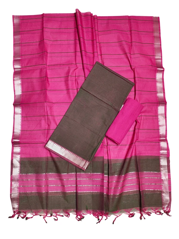 Dark Green Mangalagiri Cotton Dress Materials for Women