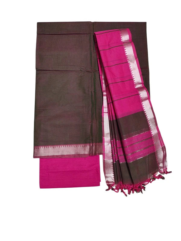 Dark Green Mangalagiri Cotton Dress Materials for Women