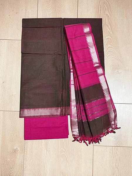 Dark Green Mangalagiri Cotton Dress Materials for Women