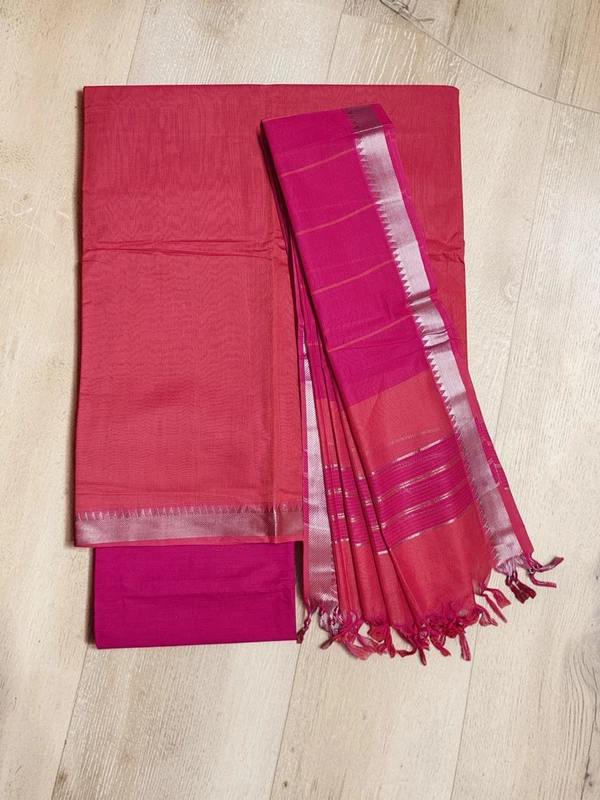 Magenta Mangalagiri Cotton Dress Materials for Women