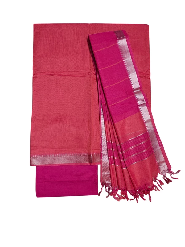 Magenta Mangalagiri Cotton Dress Materials for Women