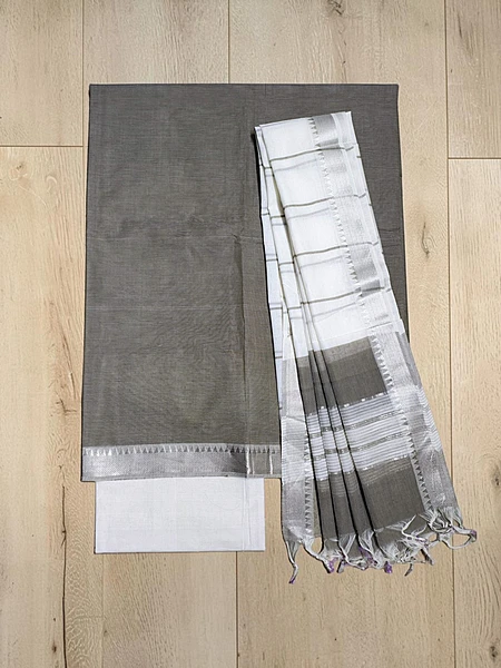 Beige Mangalagiri Cotton Dress Materials for Women