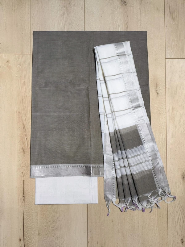 Beige Mangalagiri Cotton Dress Materials for Women