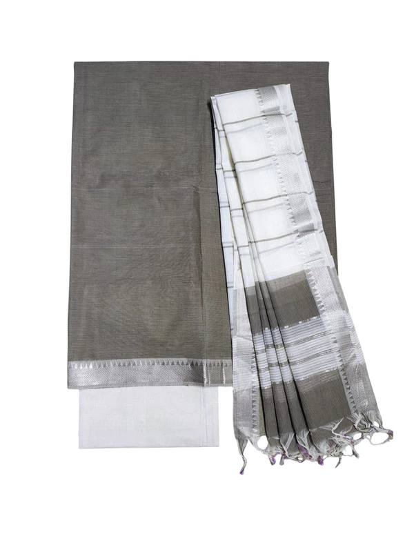 Beige Mangalagiri Cotton Dress Materials for Women