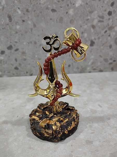 A Golden-plated Lord Shiva Trishul featuring