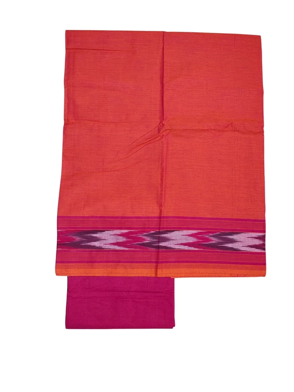 Pink Checks Pure Cotton Unstitched Salwar Suit Set with Dupatta for Women