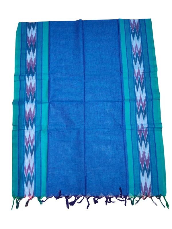 Green & Blue Mangalagiri Cotton Unstitched Salwar Suit Set with Dupatta for Women