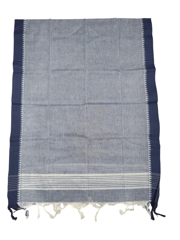 Grey Handloom Cotton Unstitched Salwar Suit Set with Temple Border