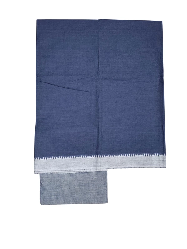 Grey Handloom Cotton Unstitched Salwar Suit Set with Temple Border