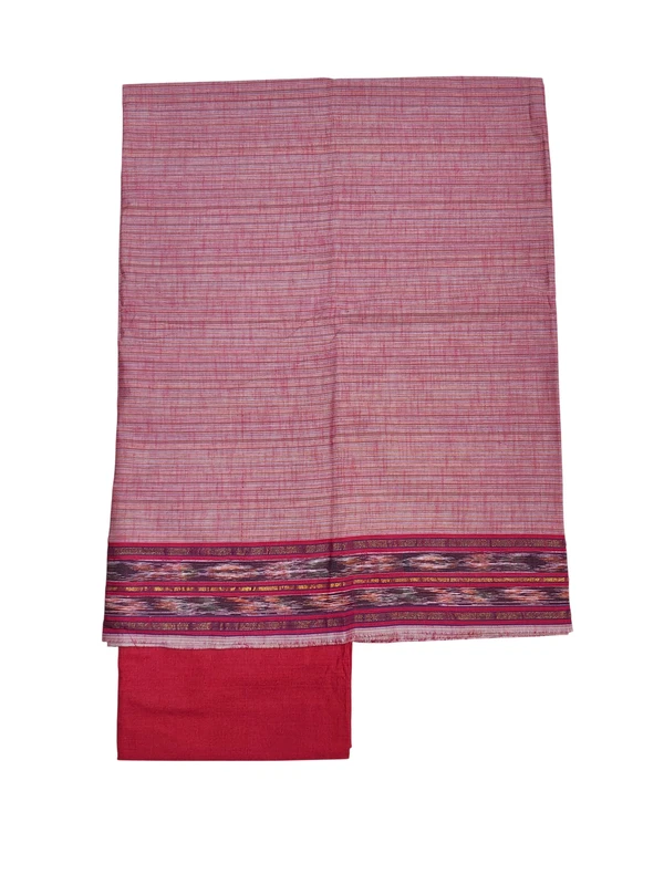 Pink & Maroon Mangalagiri Cotton Unstitched Salwar Suit for Women