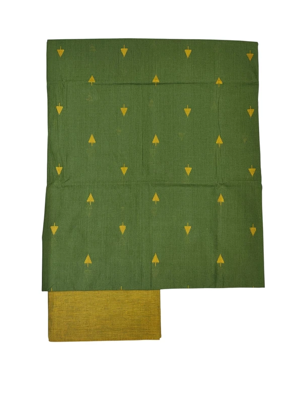 Green Mangalagiri Cotton Unstitched Salwar Suit for Women