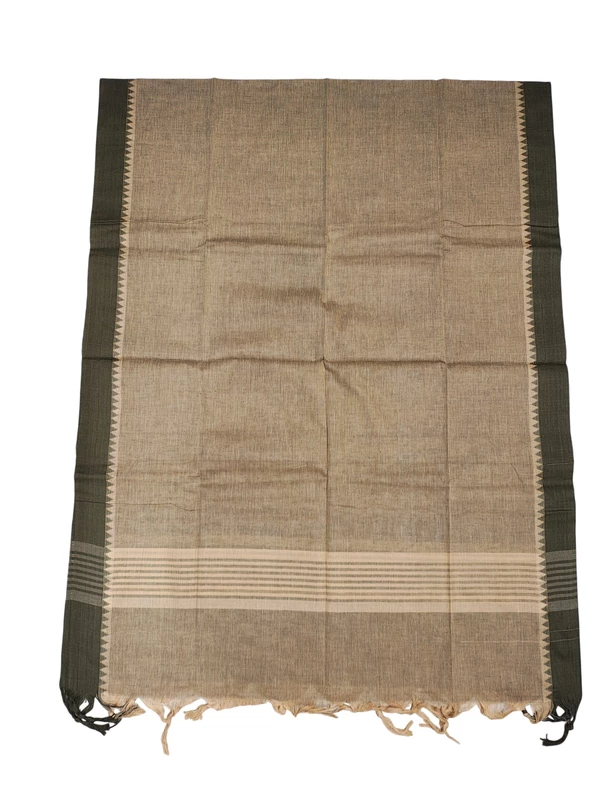 Coffee Handloom Cotton Unstitched Salwar Suit Set with Temple Border