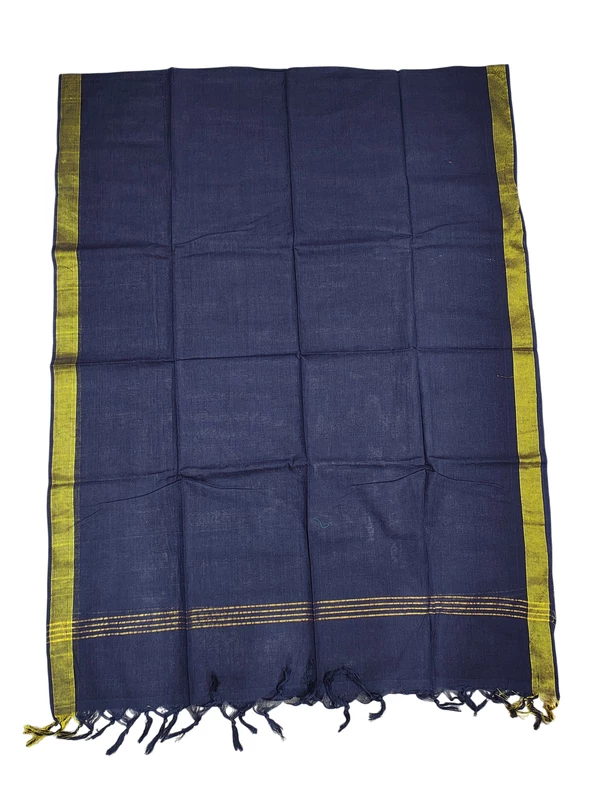Pink & Navy Blue Mangalagiri Cotton Unstitched Salwar Suit Set with Dupatta for Women