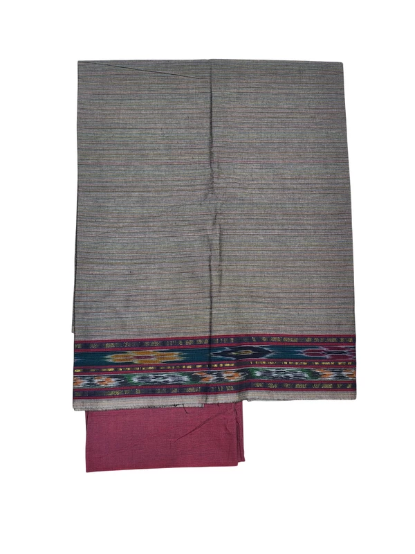 Grey & Maroon Mangalagiri Cotton Unstitched Salwar Suit for Women