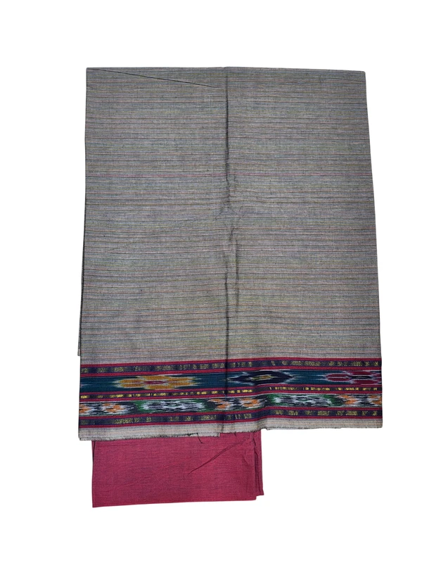 Grey & Maroon Mangalagiri Cotton Unstitched Salwar Suit for Women