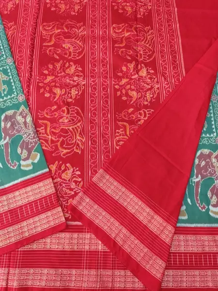 HAATHI SAVARI BANDHA SAREE-SEAGREEN
